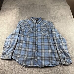 BKE‎ Buckle Vtg 1967 Athletic Fit Shirt Mens XL Blue Western Pearl Long Sleeve